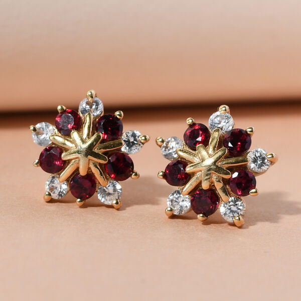 Anthill Granat und Zirkon Ohrstecker 925 Silber vergoldet ca. 1,83 ct image number 2