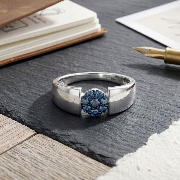 LUXURIANT DIAMOND - Lab Grown Blauer Diamant SI Ring 925 Silber Rhodiniert (Gr&ouml;&szlig;e 18.00) ca. 0,25 ct image number 1
