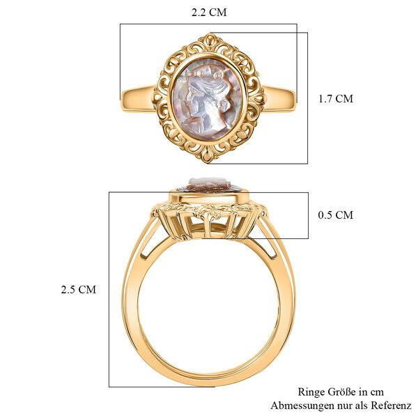Italienischer Kamee Ring aus Conch-Muschel in Goldton image number 7