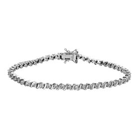 Weißes Diamant Armband, ca. 19 cm, 925 Silber platiniert, ca. 0.25 ct