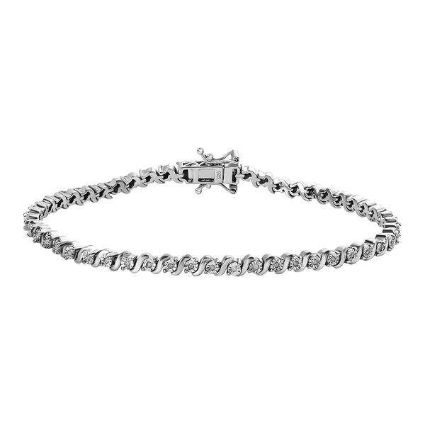 Wei&szlig;es Diamant Armband, ca. 19 cm, 925 Silber platiniert, ca. 0.25 ct