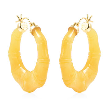 Gelbe Jade-Creolen, 925 Silber vergoldet ca. 77.50 ct