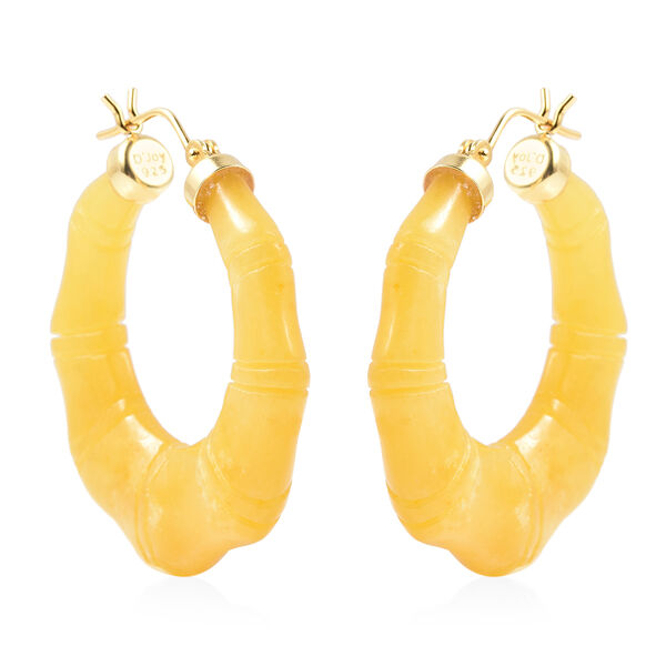 Gelbe Jade-Creolen, 925 Silber vergoldet ca. 77.50 ct