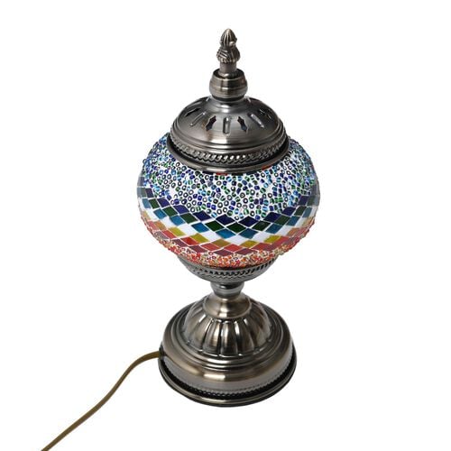 Orientalische Tischlampe aus Glas-Mosaik, handgefertigt, ca. 14x28 cm, blau image number 0