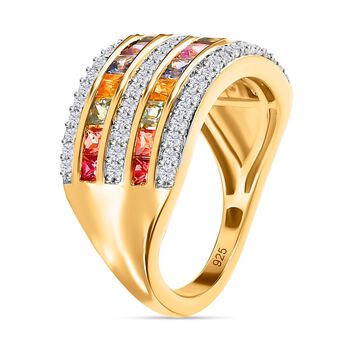 AAA mehrfarbiger Saphir und Zirkon-Ring - 2,43 ct.