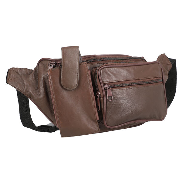 10% echtes Leder, Bauchtasche RFID Schutz, Gr&ouml;&szlig;e 37x15 cm, Braun image number 2