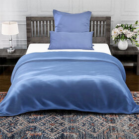 Serenity Night - 100% Bambus-Steppdecke mit Bambusfüllung und 2er-Set Bambus-Kissenbezüge Blau