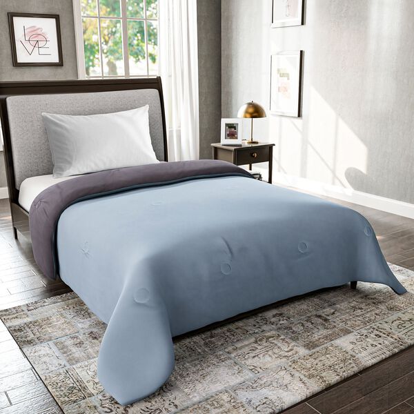 Serenity Night Wende-Kühlsteppdecke, Zwei-Ton, 135×200cm, Hellblau und Dunkelgrau image number 5