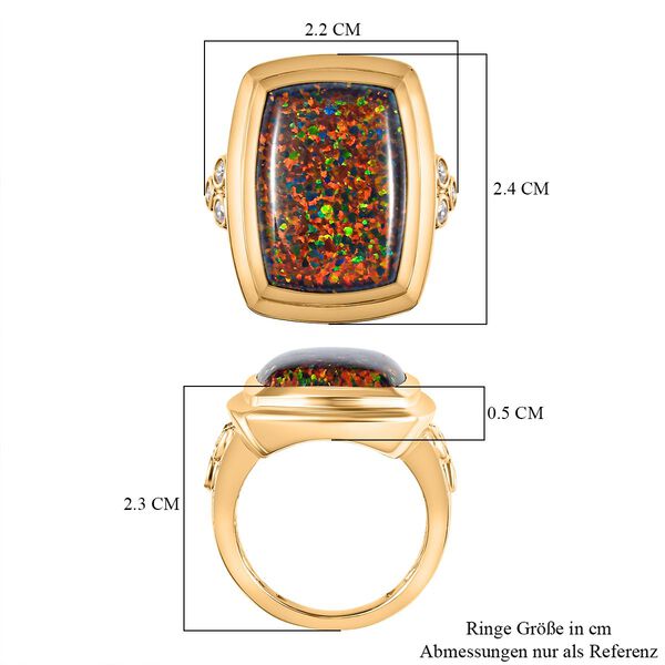 Labor schwarzer Opal und Zirkon-Ring - 5,73 ct. image number 7