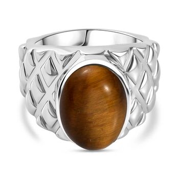 Tigerauge Ring Messing (Gr&ouml;&szlig;e 16.00) ca. 5,81 ct