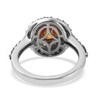 Orange Sphalerit und schwarze Spinell Ring 925 Silber Platin-Überzug image number 5