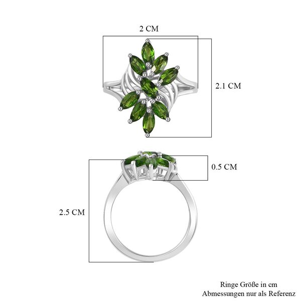 Natürlicher Chromdiopsid Ring 925 Silber rhodiniert (Größe 16.00) ca. 1,51 ct image number 7