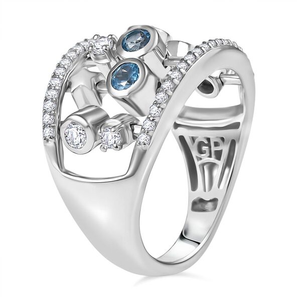 GP Celestial Kollektion- Schweizer Blautopas, Zirkon und blauer Saphir Ring - 1,24 ct. image number 6