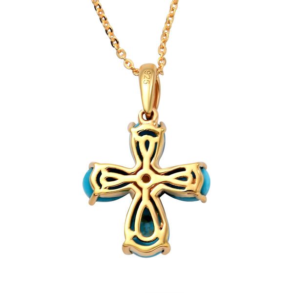 Amerikanischer, nat&uuml;rlicher Sleeping Beauty T&uuml;rkis-Anh&auml;nger mit Kette, 925 Silber vergoldet ca. 1.99 ct image number 5