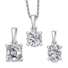 3er Set - Moissanit Anhänger mit Kette, 925 Silber rhodiniert ca. 2,65 ct.