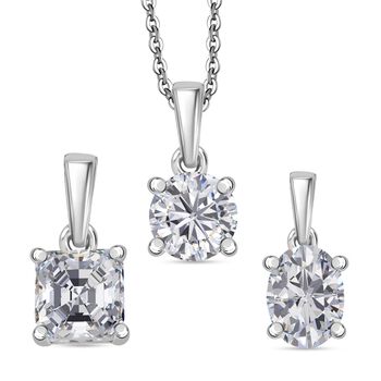 D'Joy 3er-Set - Moissanit Anh&auml;nger mit 50cm Kette - 2,65 ct.