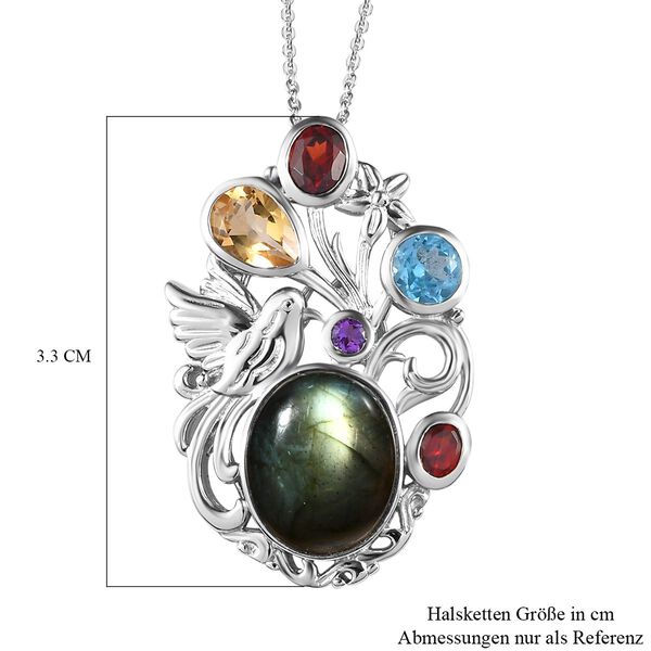 Labradorit und mehrfarbiger Edelstein-Anhänger mit Kette - 8,05 ct. image number 7