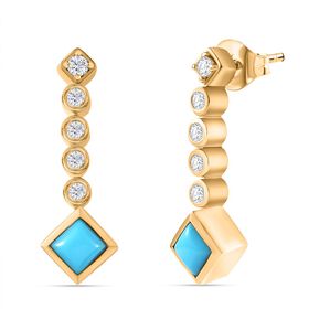 AA Sleeping Beauty Türkis und Zirkon Ohrringe - 1,38 ct.