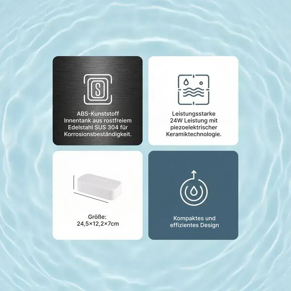 Ultraschallreinigungsger&auml;t f&uuml;r Brillen, 24W, 600ml, 24,5x12,2x7cm, wei&szlig; image number 3