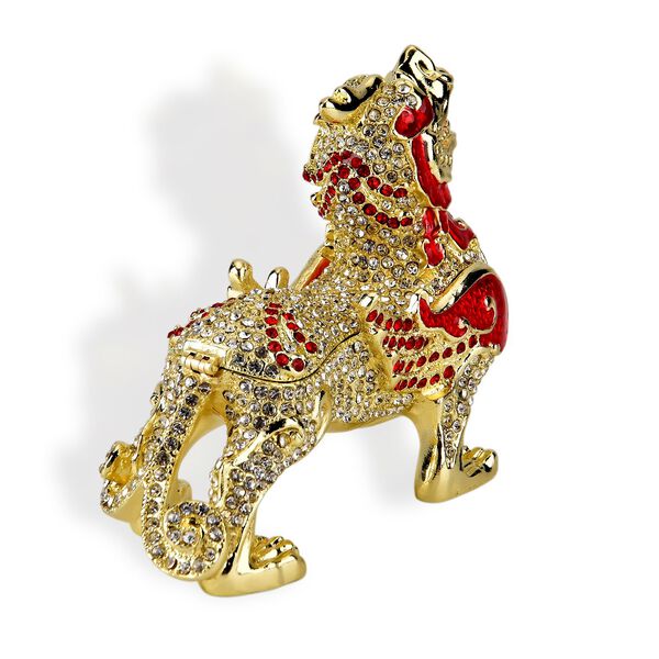 Drachen Schmuckdose Metall und Kristalloptik 12 x 7 cm Braun image number 4