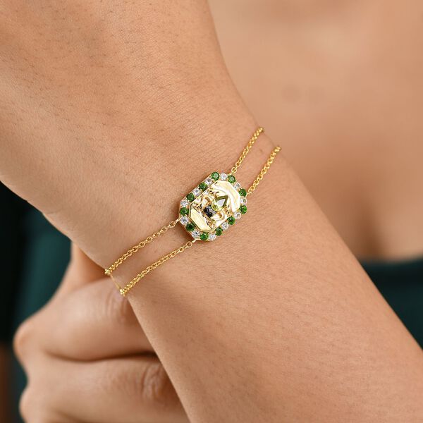 Giuseppe Perez AA Peridot, Weißer Zirkon Armband ca. 19 cm 925 Silber 750 Gelbgold Vermeil ca. 1.35 ct image number 3