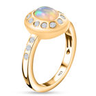 Natürlicher Äthiopischer Opal und Zirkon Ring 925 Silber vergoldet  ca. 0,92 ct image number 4