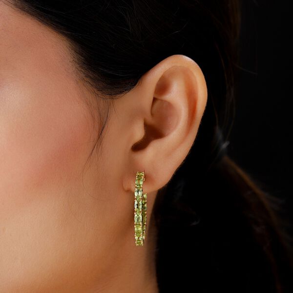 Nat&uuml;rliche Peridot-Creolen in Silber, 6,21 ct. image number 3