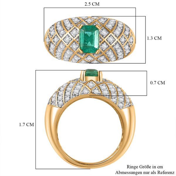 GP Italienische Garten Kollektion - AAA Smaragd, Kanchanaburi Blauer Saphir Ring 925 Silber 750 Gelbgold Vermeil (Gr&ouml;&szlig;e 18.00) ca. 1.91 ct image number 7