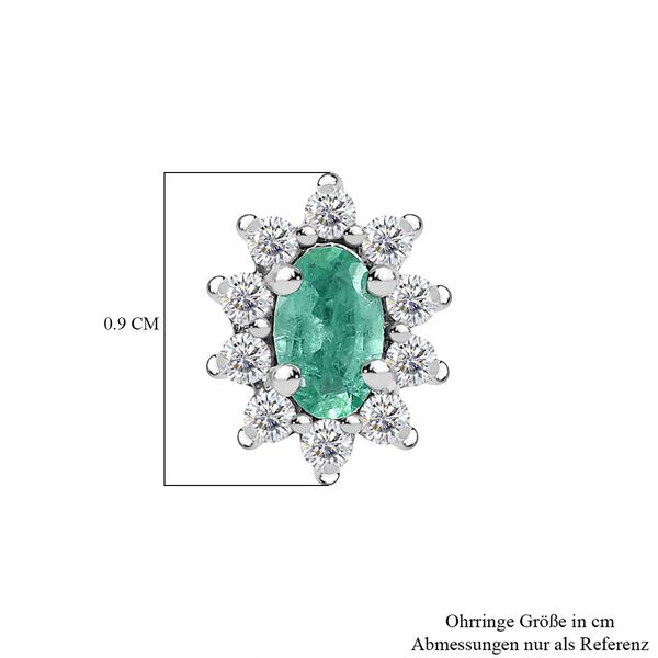 Smaragd, Wei&szlig;er Zirkon Ohrringe 925 Silber platiniert ca. 0.87 ct image number 5