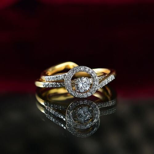 Lab Grown Diamant SI Schmuckset 925 Silber 750 Gelbgold Vermeil (Größe 21) ca. 0,50 ct. image number 1