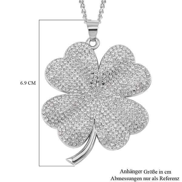 Kristall-Kleeblatt-Anhänger mit 73cm Kette in Silberton image number 6
