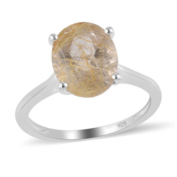 Goldener Rutil-Quarz-Ring, 925 Silber  ca. 2,39 ct image number 4