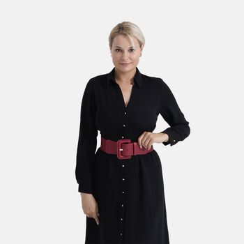 Tailleng&uuml;rtel mit quadratischer Schnalle, Breiter Stretch, 45 x 6 cm, Bordeaux