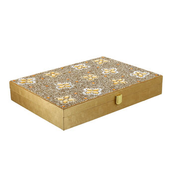 Handgefertigter 120-Ring Koffer, Gr&ouml;&szlig;e: 34.x9.75x2.5, Goldene