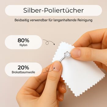 Schmuckbox aus PU-Leder in Wei&szlig; mit Druckknopfverschluss, 16,5x11,5x5,5cm, inkl. 10 Silberputzt&uuml;cher