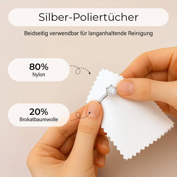 Schmuckbox aus PU-Leder in Wei&szlig; mit Druckknopfverschluss, 16,5x11,5x5,5cm, inkl. 10 Silberputzt&uuml;cher image number 4