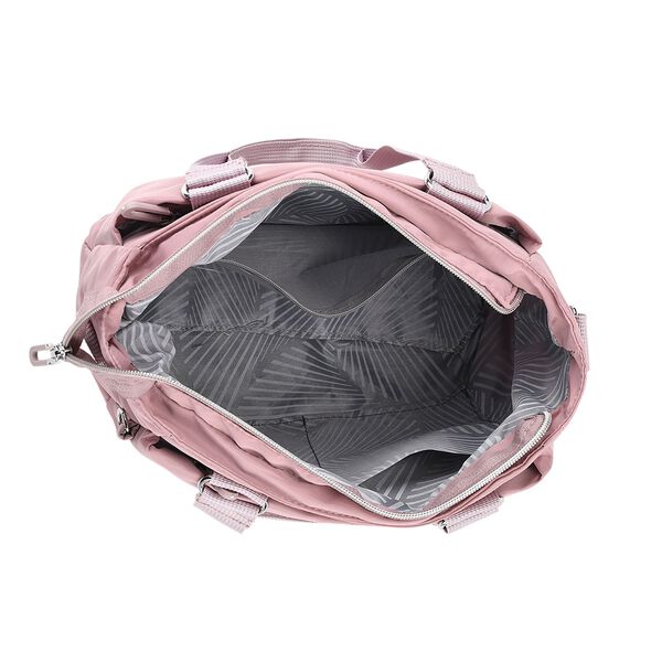 Crossbody Tasche mit mehreren Reißverschlussfächern, abnehmbarem Schulterriemen und Tragegriffen, 26x11x20cm, Rosa image number 6