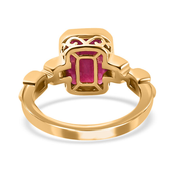 Fissure gef&uuml;llt Rubin Solit&auml;r Ring 925 Silber 585 Vergoldet image number 6