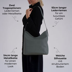 Hobo Umhängetasche aus Echtleder in Türkisgrün