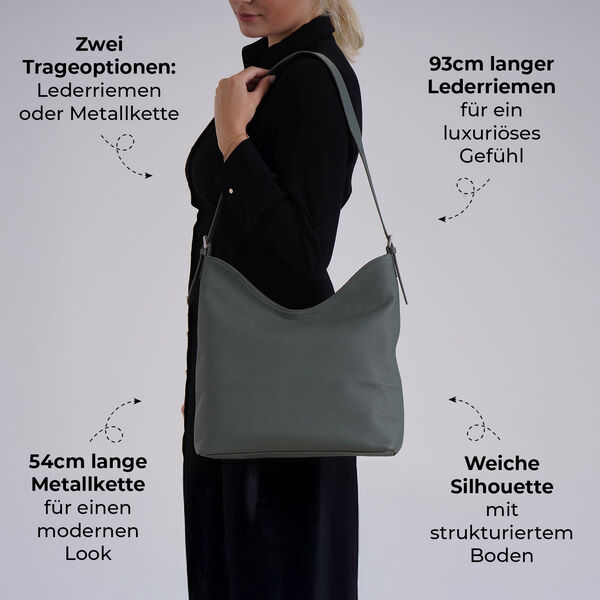 Hobo Umhängetasche aus Echtleder in Türkisgrün image number 4