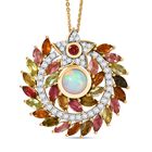 D’joy AA Natürlicher, äthiopischer Welo Opal, Mehrfarbig-Turmalin Schmuckset 925 Silber 750 Gelbgold Vermeil ca. 5,54 ct.