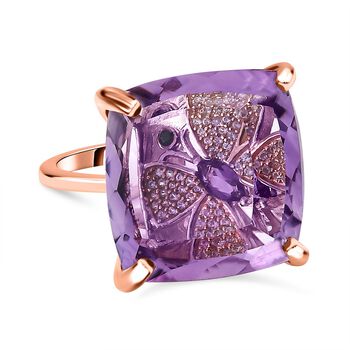 GP Trionfo Kollektion - AA Rose De France Amethyst und afrikanischer Amethyst, Zirkon und blauer Saphir-Ring - 27,65 ct.