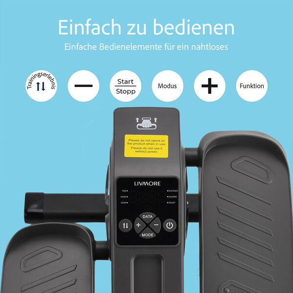 LIVMORE Original kompakter Elektro Stepper, Anti-Rutsch-Pedale, Anzeige und Fernbedienung, 47&times;42&times;23,5 cm, Schwarz image number 6