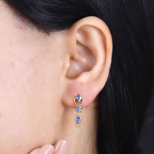 Tansanit Ohrringe 925 Silber vergoldet ca. 0.91 ct image number 3