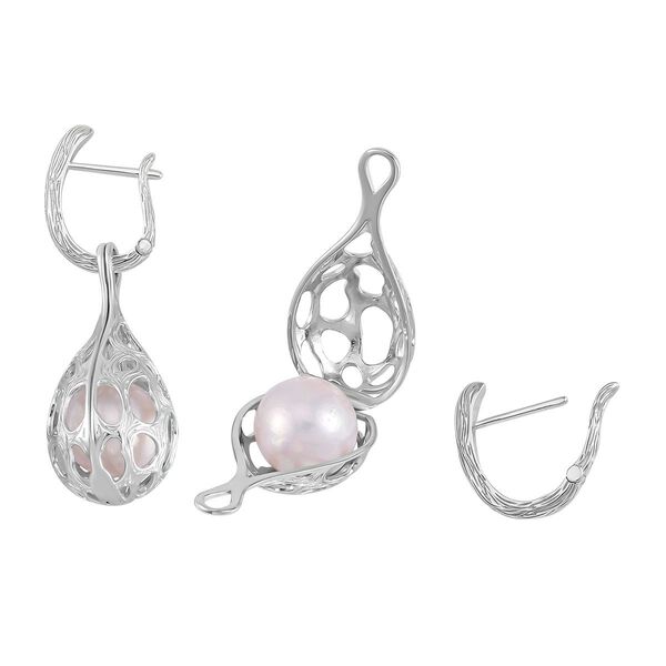 Königin der Edelsteine- weiße Edison Perle Ohrringe image number 4