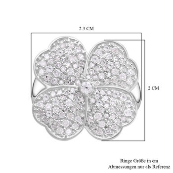 Wei&szlig;er Diamant Ring, 925 Silber platiniert (Gr&ouml;&szlig;e 17.00) ca. 1.00 ct Blume 1.01 ct