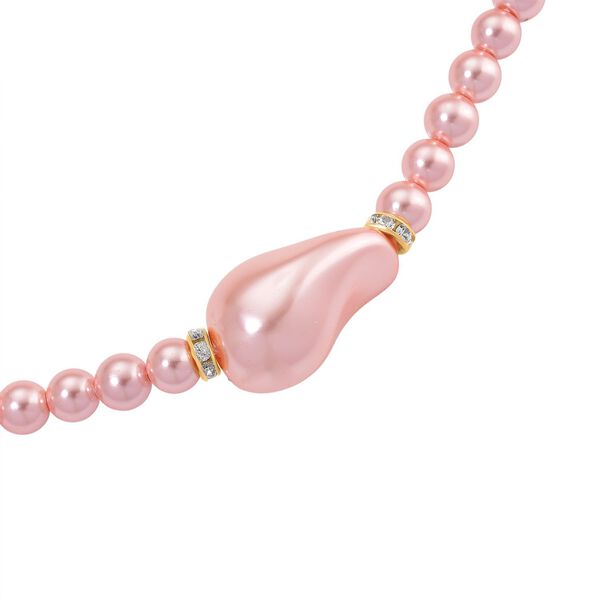 3er Set Rosa Muschelkernperlen-Schmuckstücke, bestehend aus Armband (ca. 19 cm) und zwei Halsketten (ca. 40 cm und 50 cm), gelb vergoldet image number 8