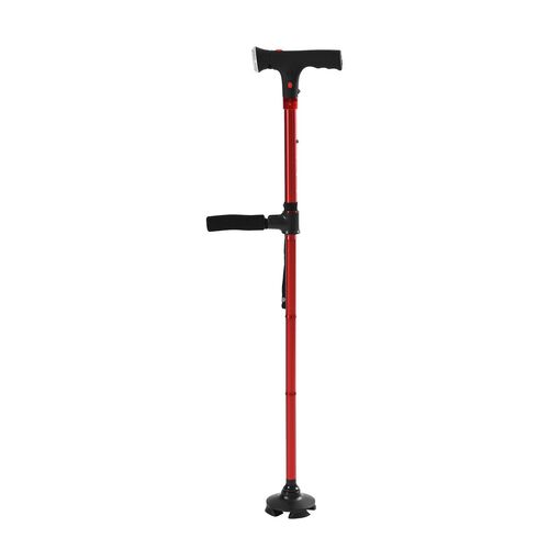 Klappbarer Smart-Walking-Stick mit drehbarem LED-Frontlicht und SOS-Alarm, Rot image number 0