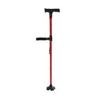 Smart Easy Up Gehstock mit Doppelgriffen, Leichtgewicht, Aluminium mit Drehbarer Basis, Mit Beleuchtung und SOS-Alarm, Höhenverstellbar 85-97 cm, rot