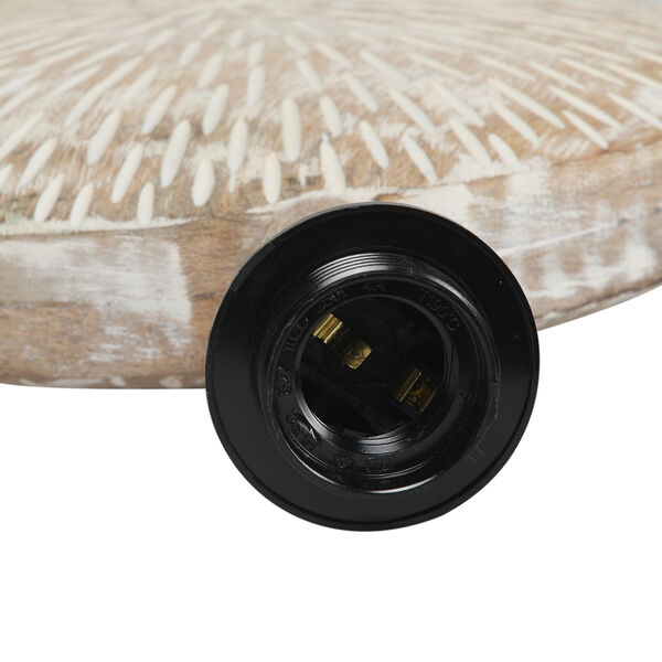 NAKKASHI - Handgeschnitzte Tischleuchte aus Mangoholz, inkl. Lampenschirm, Natur image number 6